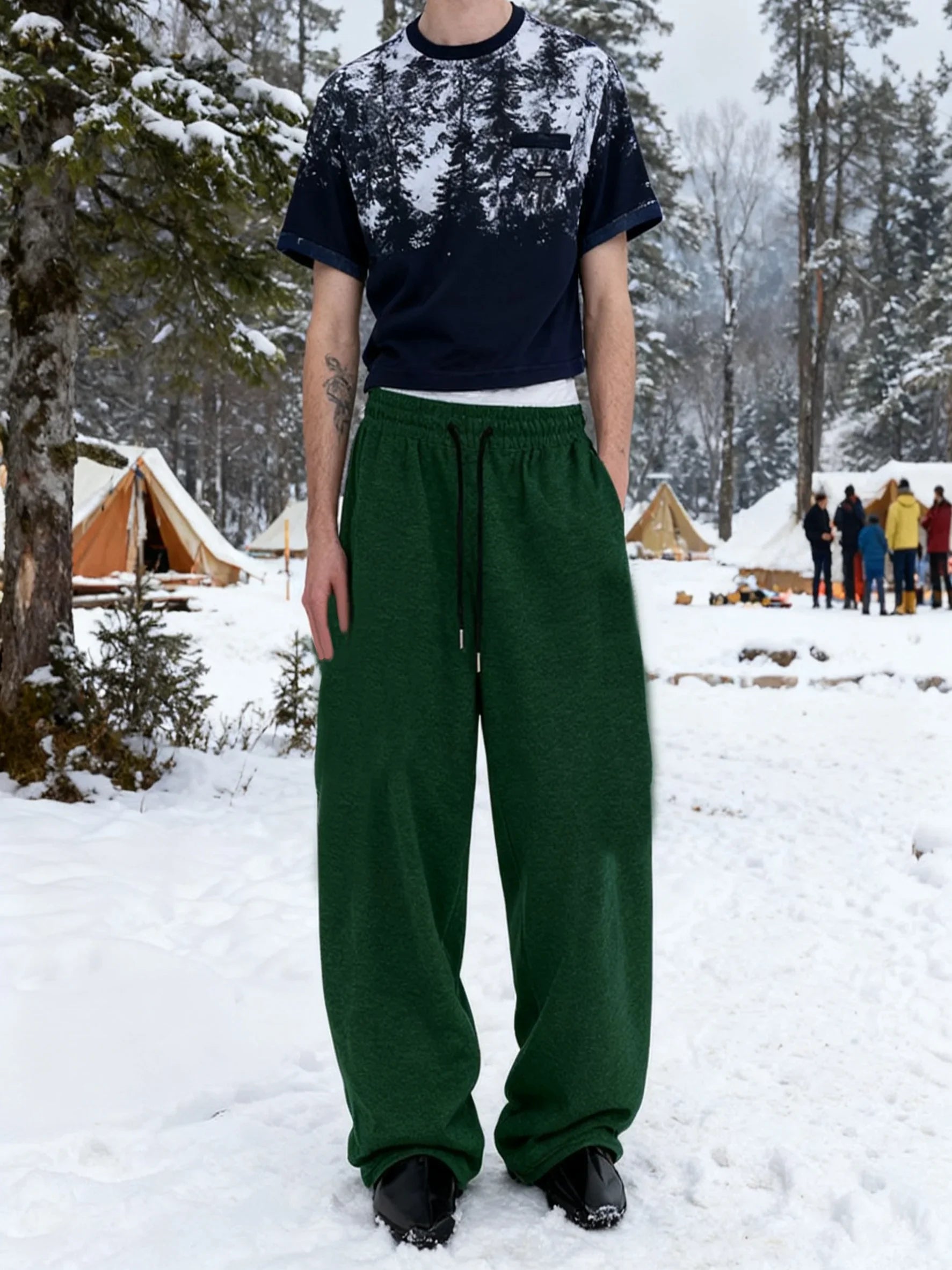 Men's Athletic Trainning Joggers Casual Loose Fit Sweatpants Spring Fall Fleece Lined Pants Elastic Waist Drawstring Trousers