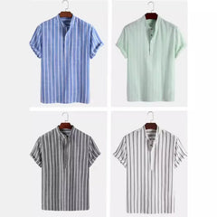 Modern Linen Stripe Shirt Men
