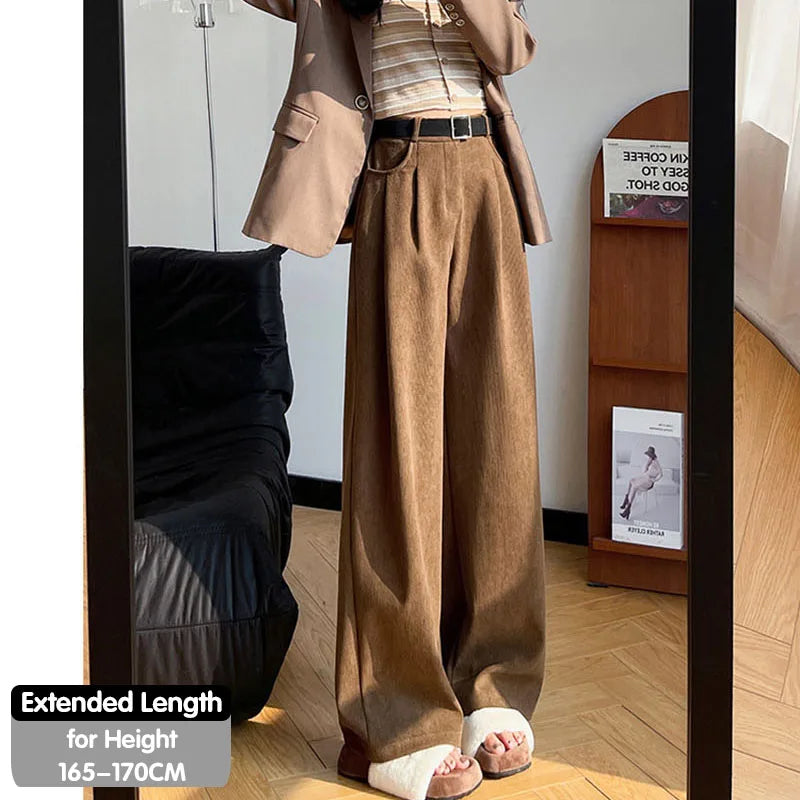 Women's Pants Autumn Winter Corduroy High Waist Wide Leg Pants for Women Casual Trousers Female Straight Pants Women Clothes New