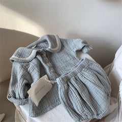 Navy Cotton Baby Outfit Set