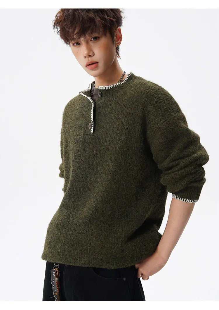 Korean Button Knit Pullover