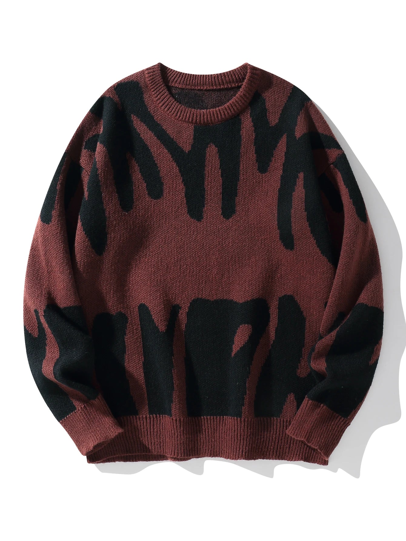 Geometric Knit Contrast Pullover Sweater