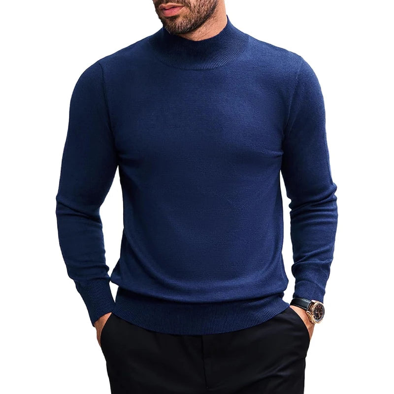 Stretch Mock Neck Knit Sweater