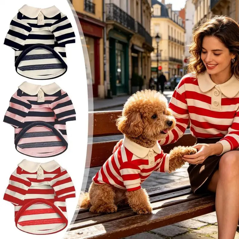 Striped Pet Shirt Soft Pullover Outfit Suitable For Puppy Dogs Cats Schnauzers Pomeranians Daily Casual Pet Apparel