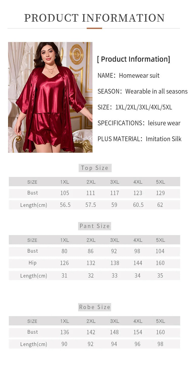 Satin Three Piece Pajama Set
