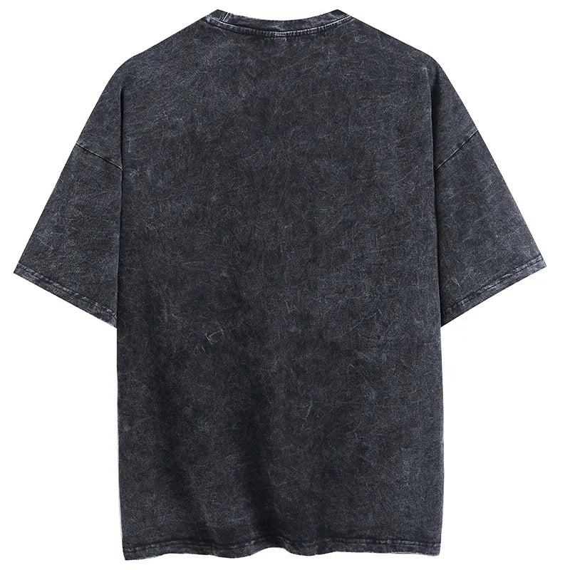 Vintage Washed T-shirts 100% Cotton Gym Muscle Rat Print Crew Neck Tshirts Casual Goth Hip Hop Streetwear Women Men Summer Tee