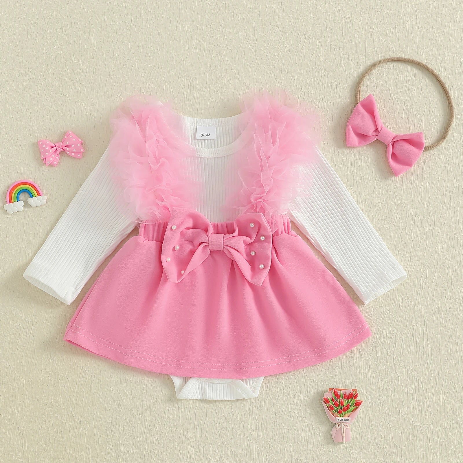 Princess Lace Floral Romper Set