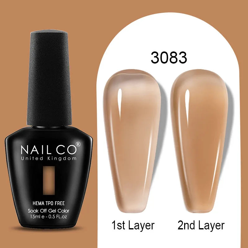NAILCO 15ml Colorful Jelly Gel Nail Polish Gorgeous Color HEMA TPO FREE Soak Off UV LED Semi Permanent Long Wear Gel Varnish