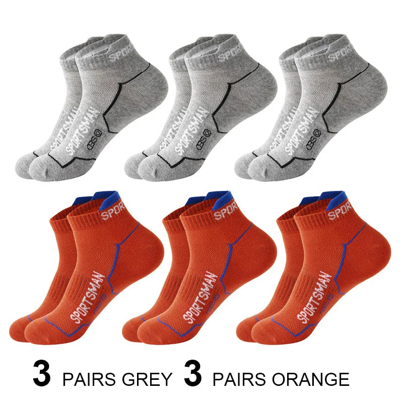 Men’s Cotton Mesh Ankle Sports Socks – 6 Pairs