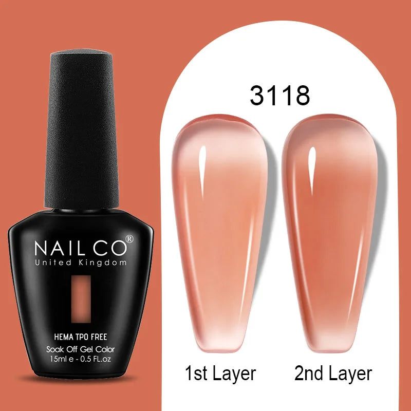 NAILCO 15ml Colorful Jelly Gel Nail Polish Gorgeous Color HEMA TPO FREE Soak Off UV LED Semi Permanent Long Wear Gel Varnish