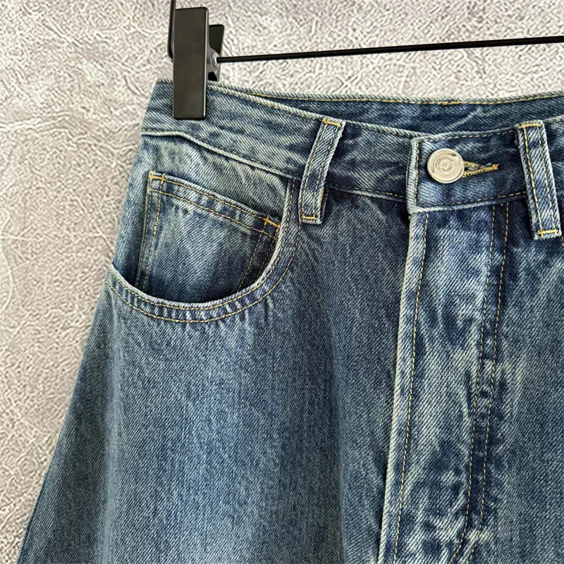 High Waist Straight Denim Pants