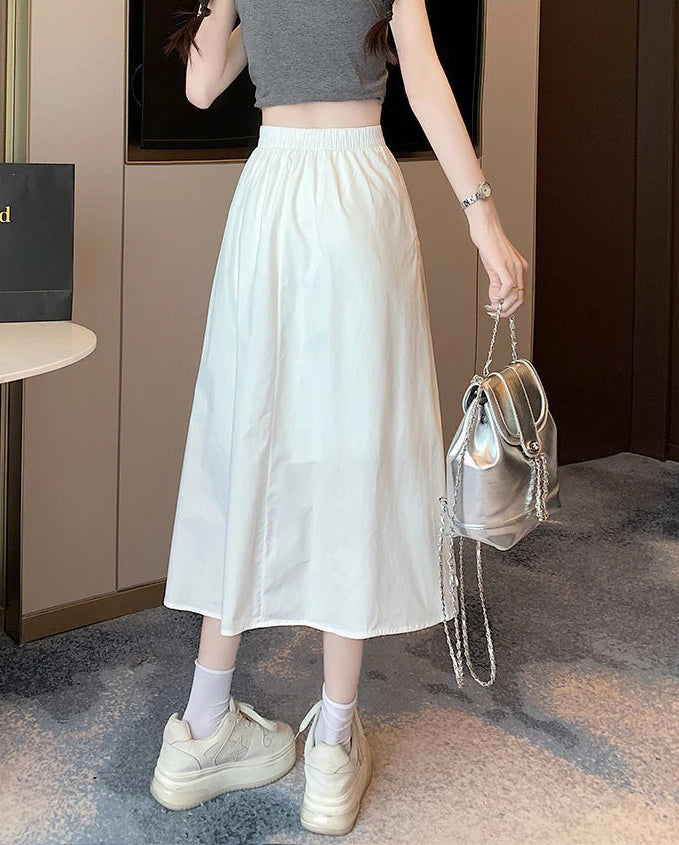 Drawstring Cargo A-Line Midi Skirt