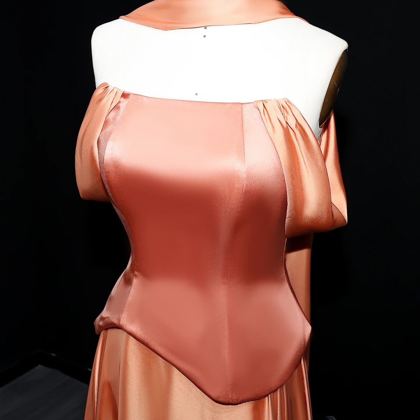 Brown Off Shoulder Chiffon Evening Gown