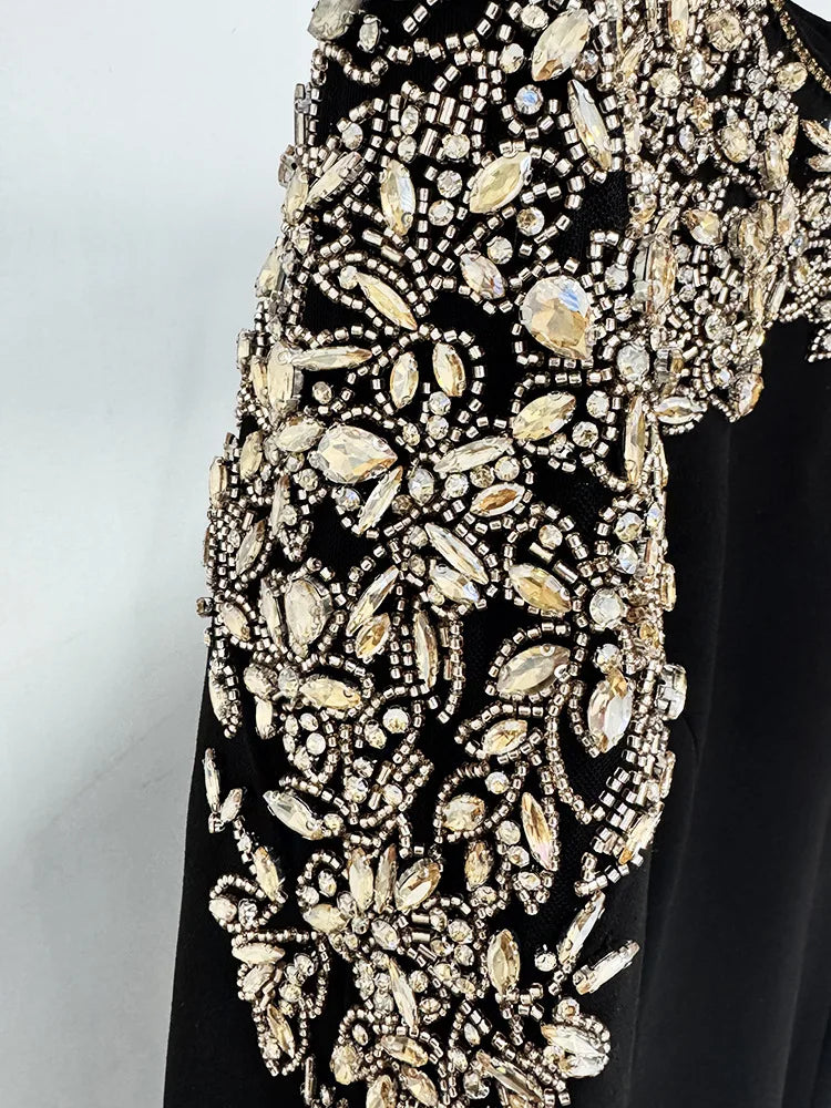 Elegant Beaded Straight Midi Dress