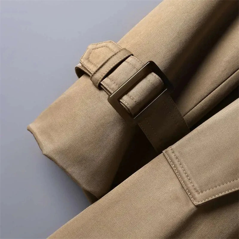 Double-Breasted Tie-Waist Trench Coat for Women