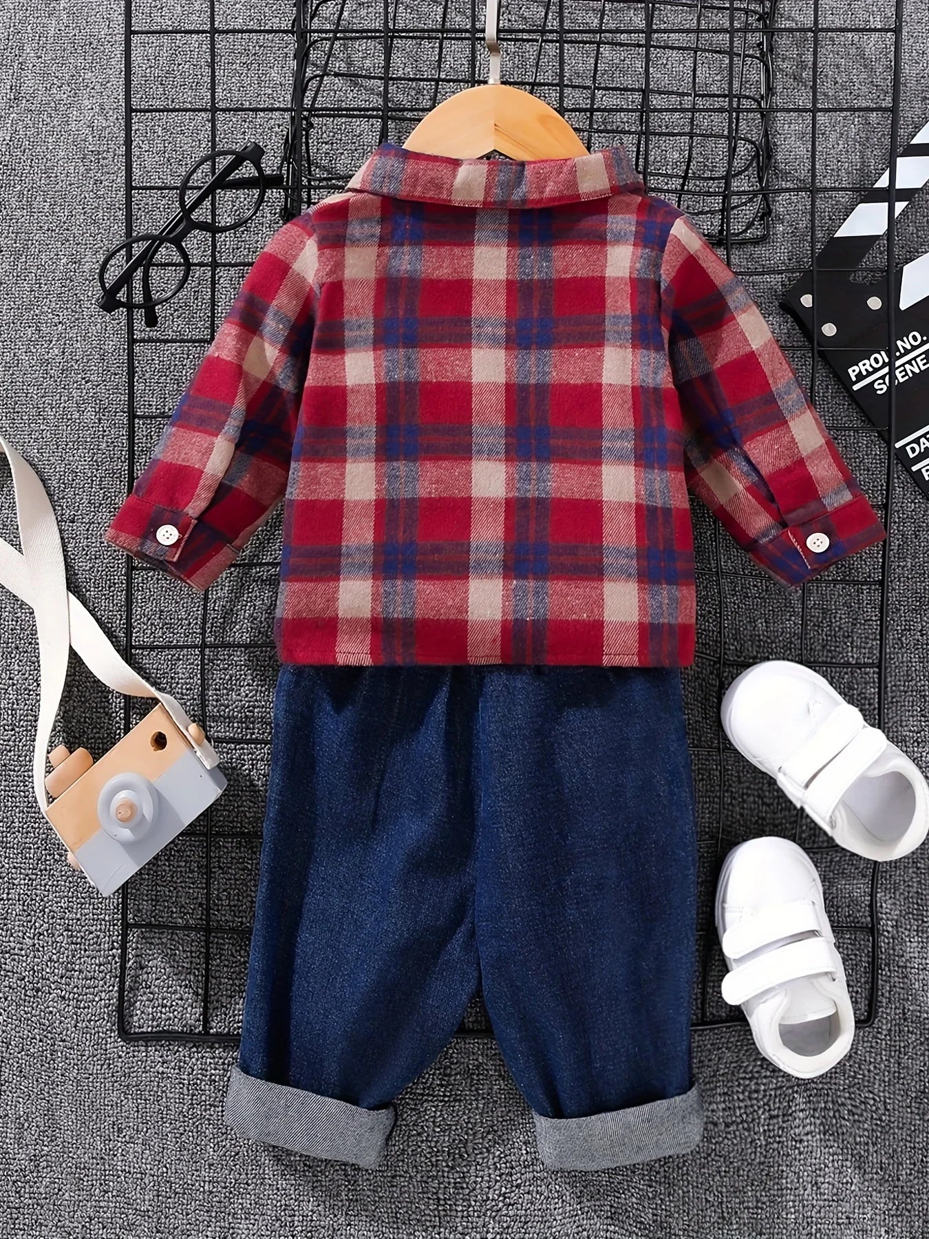 Tartan Polo Denim Outfit Set