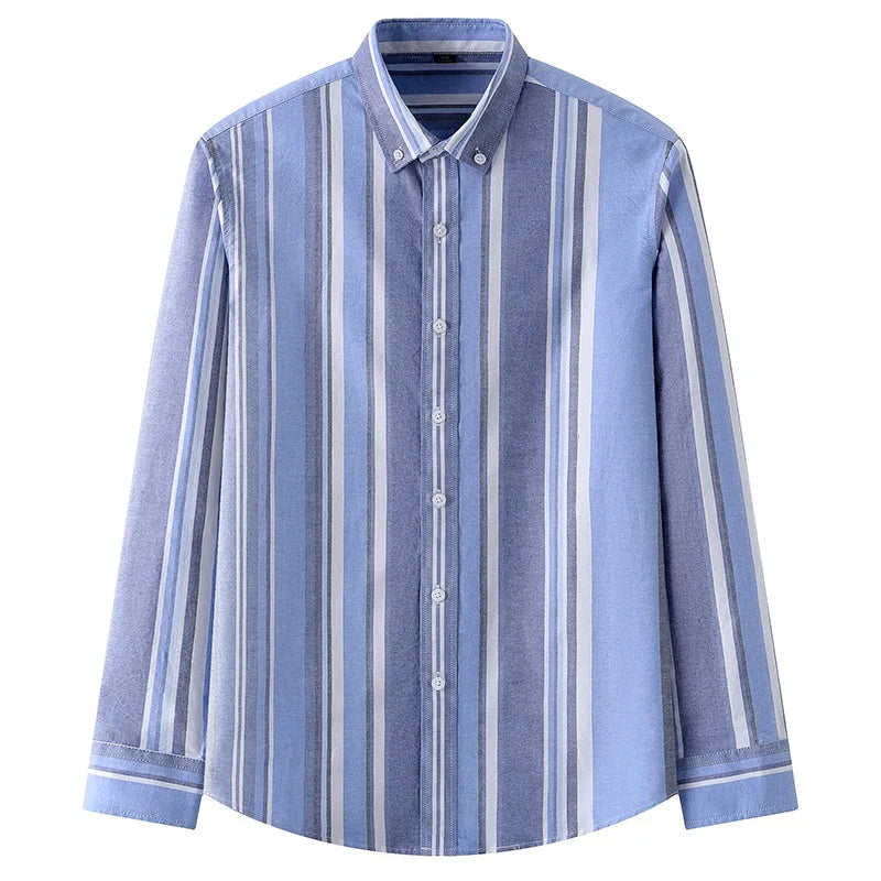 Striped Plaid Cotton Slim Shirt