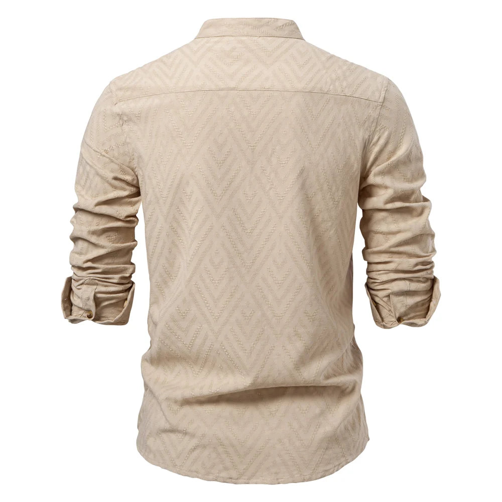 Solid Cotton Half Button Shirt