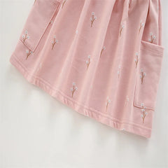 Floral Button Princess Girls Dress