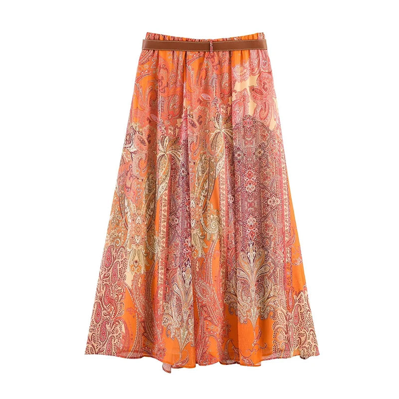 Summer Skirts Women's 2026 New Fashion Print Unique Women's High Waist Skirts Chic Youth Summer Travel Holiday Street Skirts
