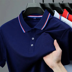 Men's Casual Solid Color Short Sleeve Polo Shirt  Summer Fashionable Comfortable Versatile Top for Men