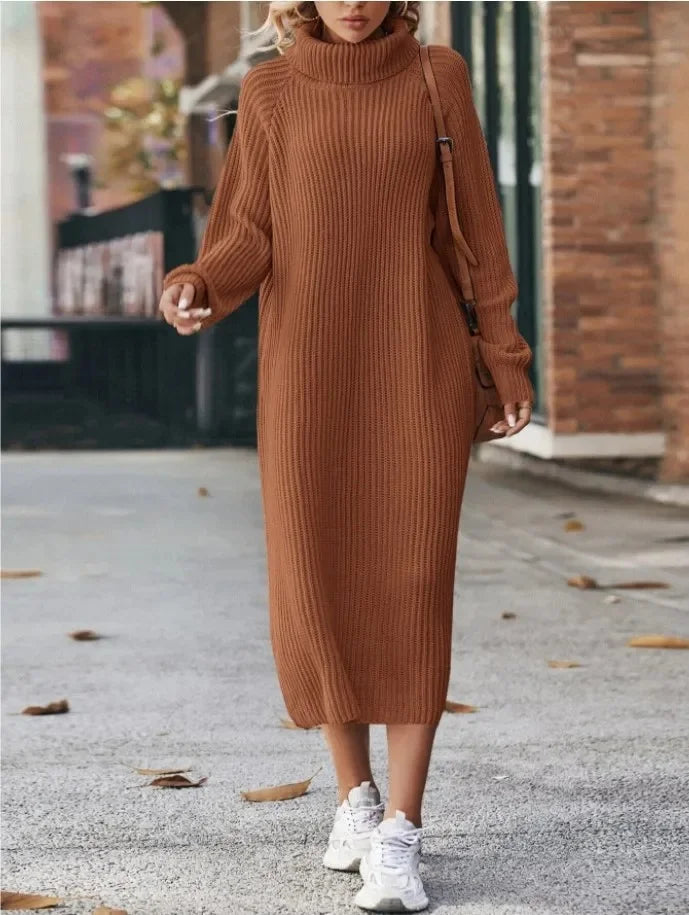 Knitted Turtleneck Sweater Dress