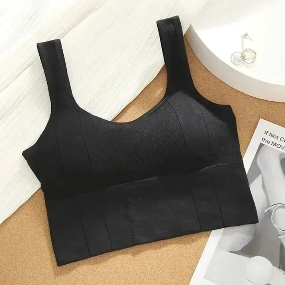 Solid Ribbed Sports Bra Workout Shockproof Sports Bra Top With Padded Seamless Sports Bra For Women Push Up Bra Seamless Lingeri