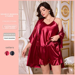 Satin Three Piece Pajama Set