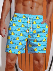 New Men's Shorts Hawaiian Yellow Duck Mens Printing Short Summer New Swim Trunks Elastic Waist 3D Print Breathable Short Pants
