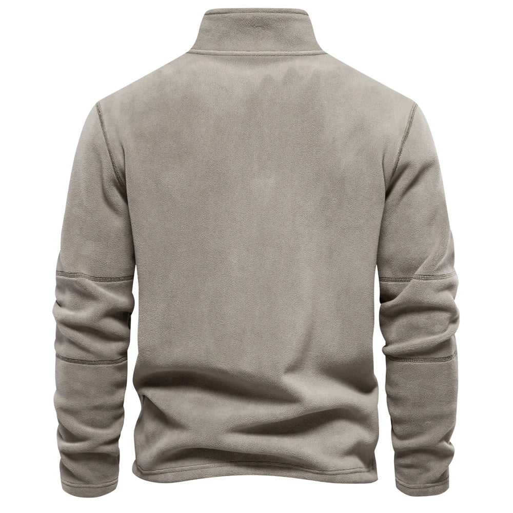 Thick Fleece Zip Neck Pullover