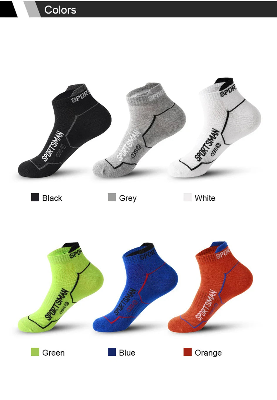 Men’s Cotton Mesh Ankle Sports Socks – 6 Pairs