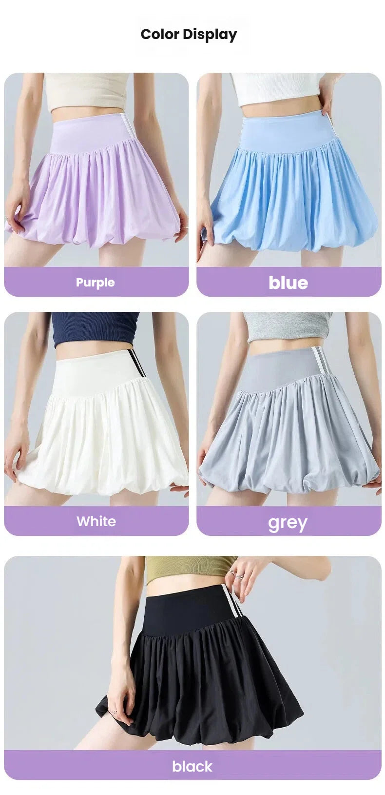 Women‘s Tennis Skirt Summer  High Waist Flared Golf Skirt with Built-in Shorts 2 in 1 Athletic Quick Dry Shorts Skirt Pickleball