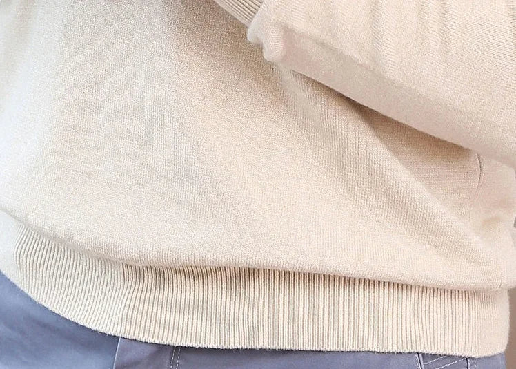 Thick Solid V-Neck Pullover