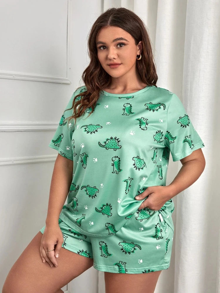 Plus Size Printed Pajama Set