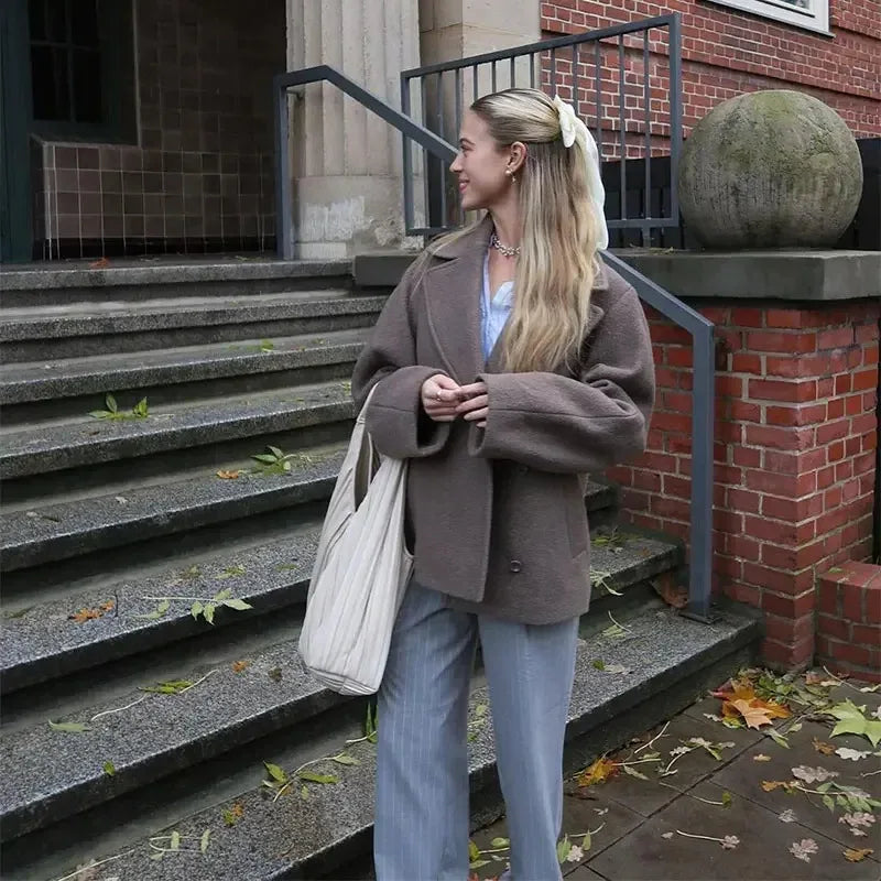 Double Breasted Wool Blazer Coat