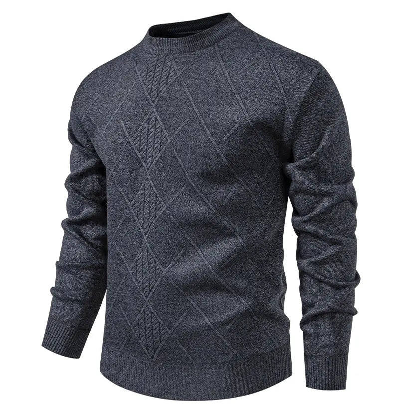 New Sweater Men Casual Knitted Pullover Solid Color Warm Regular Fit Round Neck Sweater Pullovers Mens Sweatwear