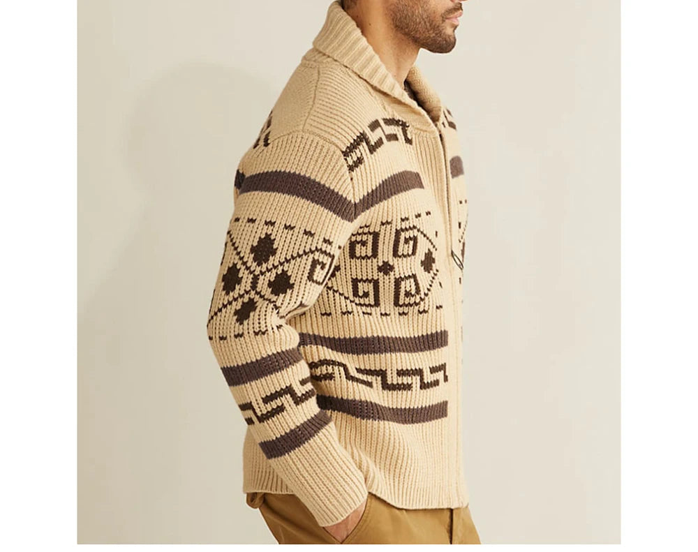 Winter Men's Cardigan Sweaters Fashion Male Knitted Sweater Thermal Warm Coats Casual Man Cashmer Lapel Knitted Jackets Clothing