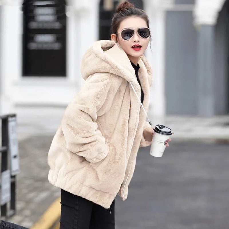 Plush Hooded Flannel Winter Jacket