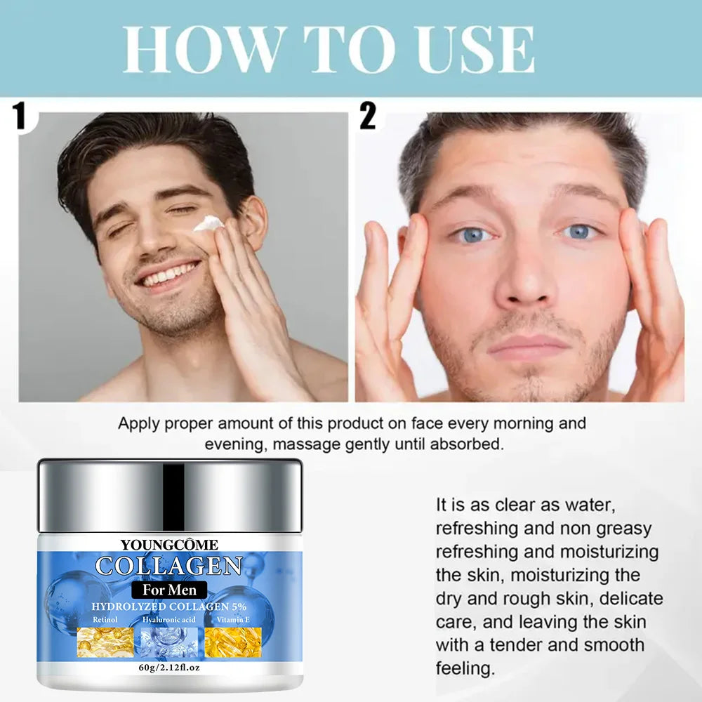 Smooth Wrinkle Cream for Men Remove Face & Neck Wrinkles Firming Moisturizing Skin Retinol Face Cream Younger Facial Treatment