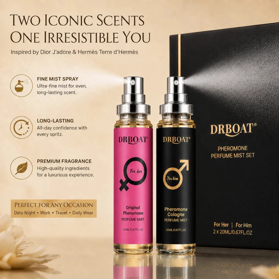 DRBOAT Men & Women Body Mist Set, 2×0.67 Fl Oz - Hair and Body Perfume | Fruity Floral & Citrus Woody Spray