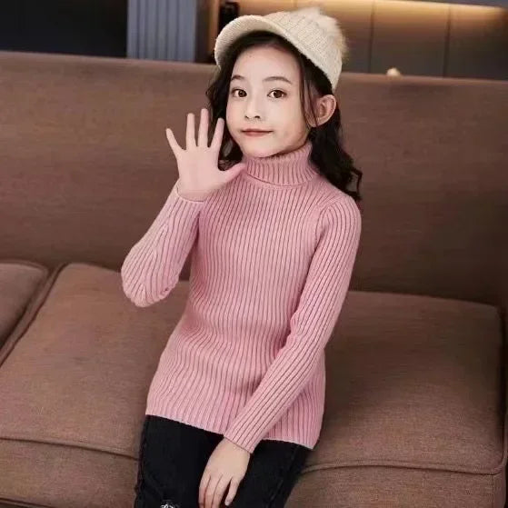 New Sweater Kids Sweaters Autumn Girls Turtleneck Sweaters 1-9Yrs Baby Boys Pullover Winter Knitted Bottoming Boys Sweaters