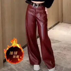 Black PU Leather Flare Pants