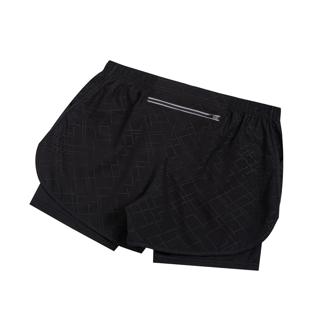Summer Men's Reflective Running Shorts Fitness Quick Drying Double-Layer Shorts Men's Exercise Training Bodybuilding Shorts