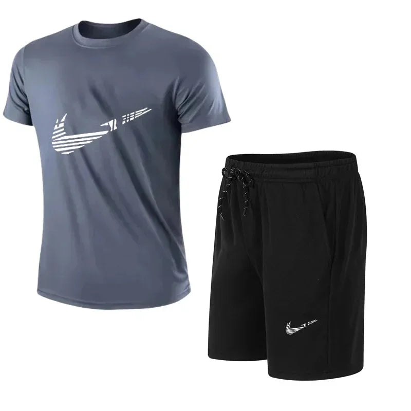 2025 Summer Fashion Men's Tracksuit T-shirt Shorts Set Leisure Short Sleeve Set Jogging Gym Suit Brand Clothing