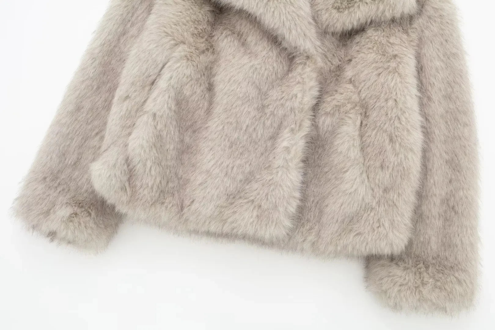 HH 2024 Women 's Vintage Soild Faux Fur Coat Turn-down Collar Long Sleeve Warm Plush Wool Coats Lady Winter Autumn Outwear
