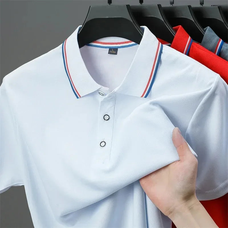 Men's Casual Solid Color Short Sleeve Polo Shirt  Summer Fashionable Comfortable Versatile Top for Men