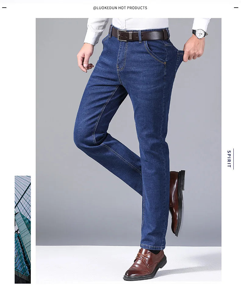 2025 Men's Jeans Casual Stretch Classic Blue Black Denim Pants Men's Texture Jeans Versatile Item Interprets Denim Fashion offic
