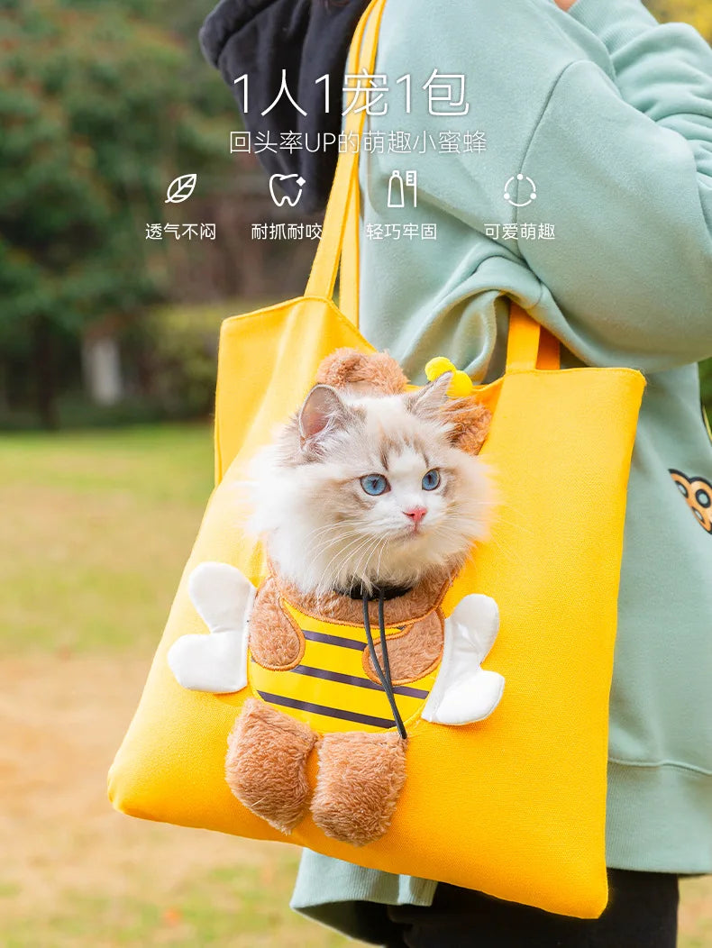 Pet Canvas travel Bag  Shoulder outdoor carrier Bag Cats and Dogs Tote Bag Small Pet Carrier Bag Fashionable Breathable