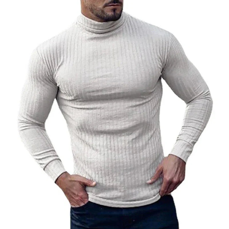 Slim Ribbed Turtleneck Pullover