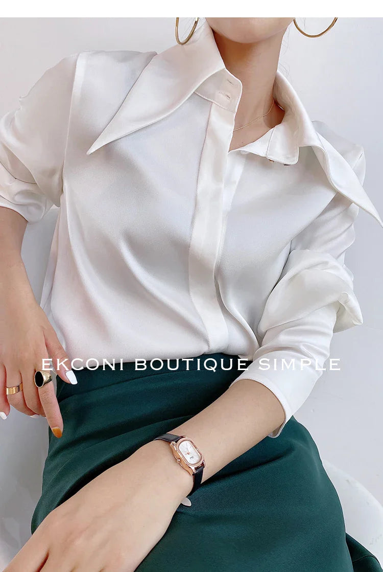 Elegant Satin Office Casual Shirt